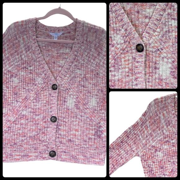 Time and Tru Relaxed Boyfriend Cardigan Textured Rib Knit Sweater Small (4-6) - Picture 3 of 13